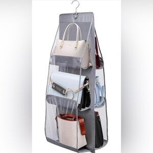 8 Pocket Hanging Purse Organizer Handbag Storage Hanger x3 pieces
